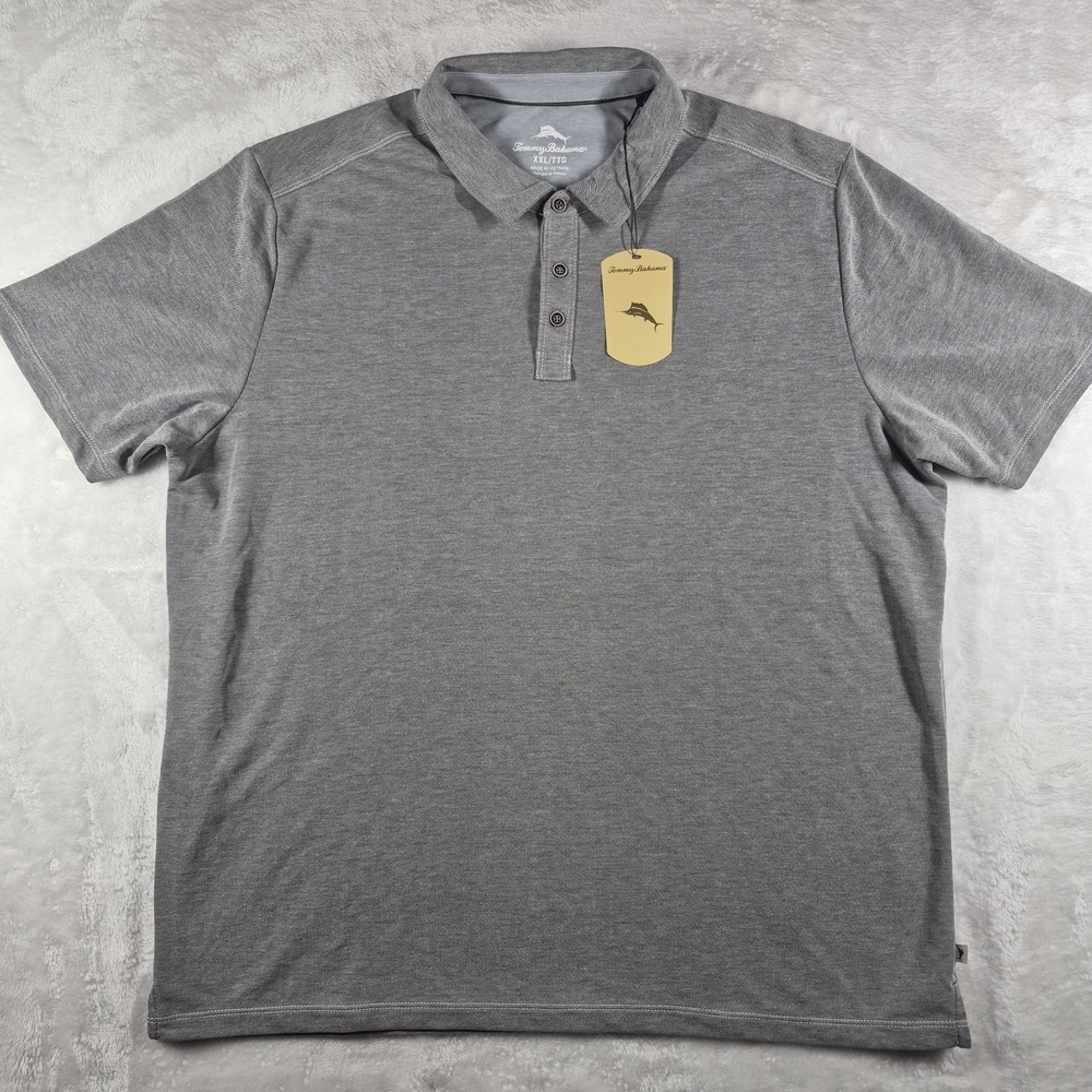 Tommy Bahama Shoreline Surf Polo Shirt Men's 2XL XXL Gray Casual Comfort NWT